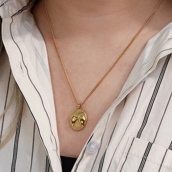 Pinky Promise Oval Pendant Necklace Friendship Gift For Her 18K Gold Plated - Picture 3 of 13